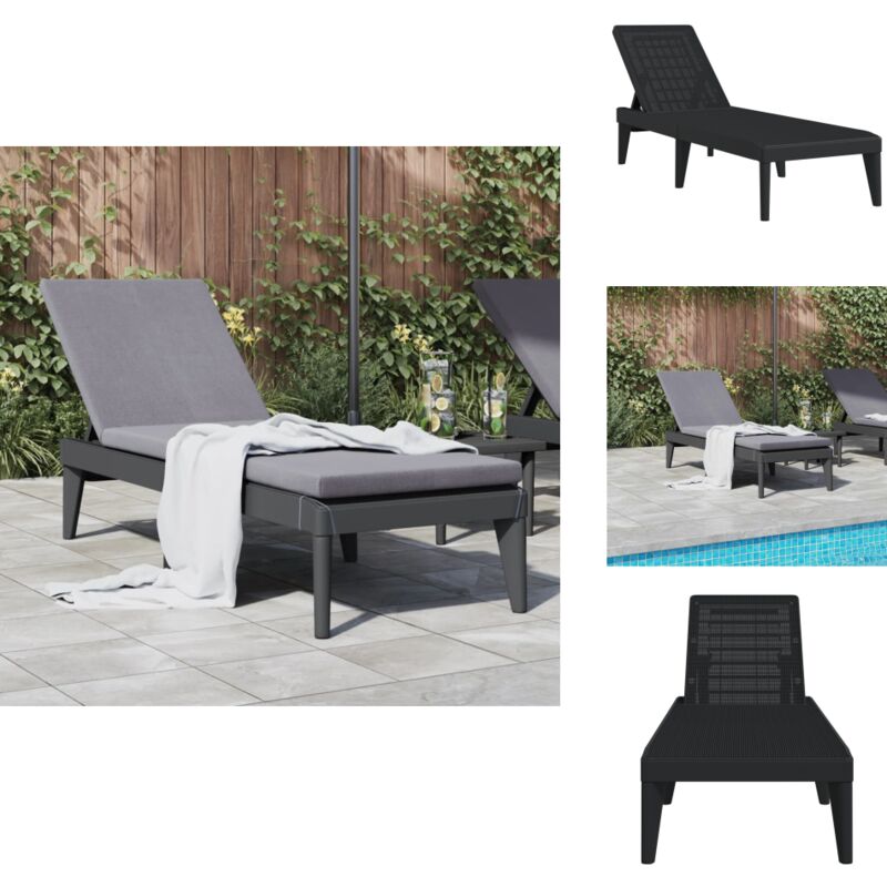 Sonnenliege Anthrazit 186x60x29 cm pp - Sonnenliege - Gartenliege - Außenliege - Poolliege - Relaxliege
