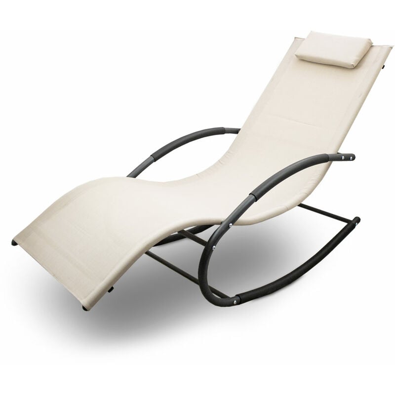 Lacestone - Sonnenliege Gartenliege Relaxliege Schaukelliege Liegestuhl Schaukelstuhl (1 Liege)(Beige)