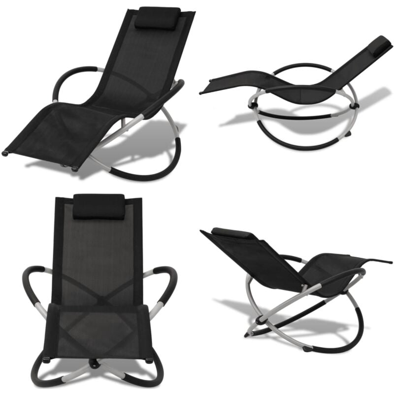 Vidaxl - Sonnenliege Geometrisch Outdoor Stahl Schwarz und Grau - Sonnenliege - Gartenliege - Outdoor Liege - Metallliege - Stahlecke - Home & Living