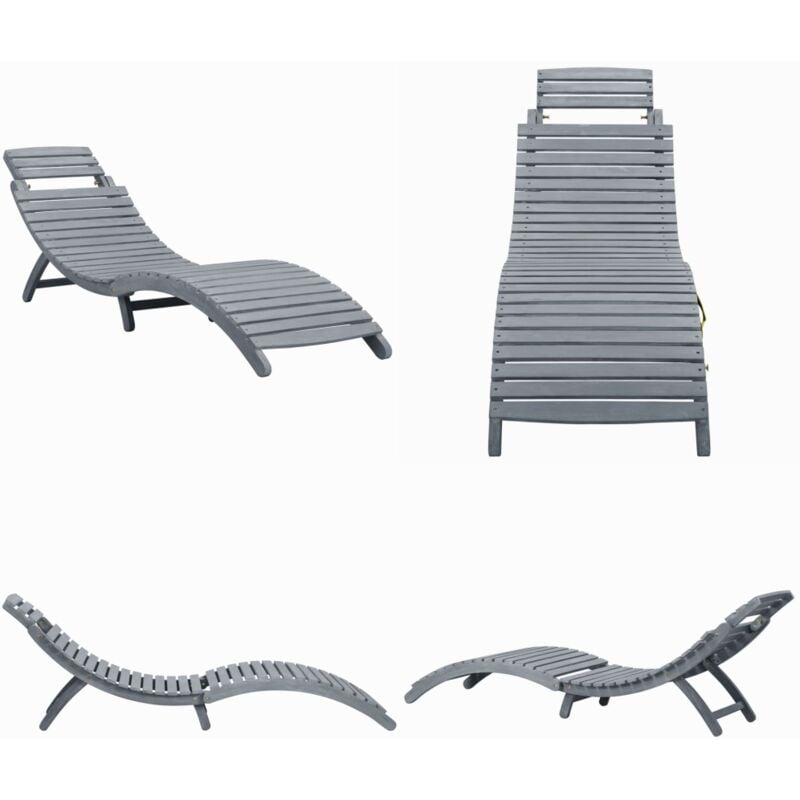 Sonnenliege Grau Massivholz Akazie - Sonnenliege - Gartenliege - Holzlliege - Akaziengelassen - Outdoor Möbel - Home & Living