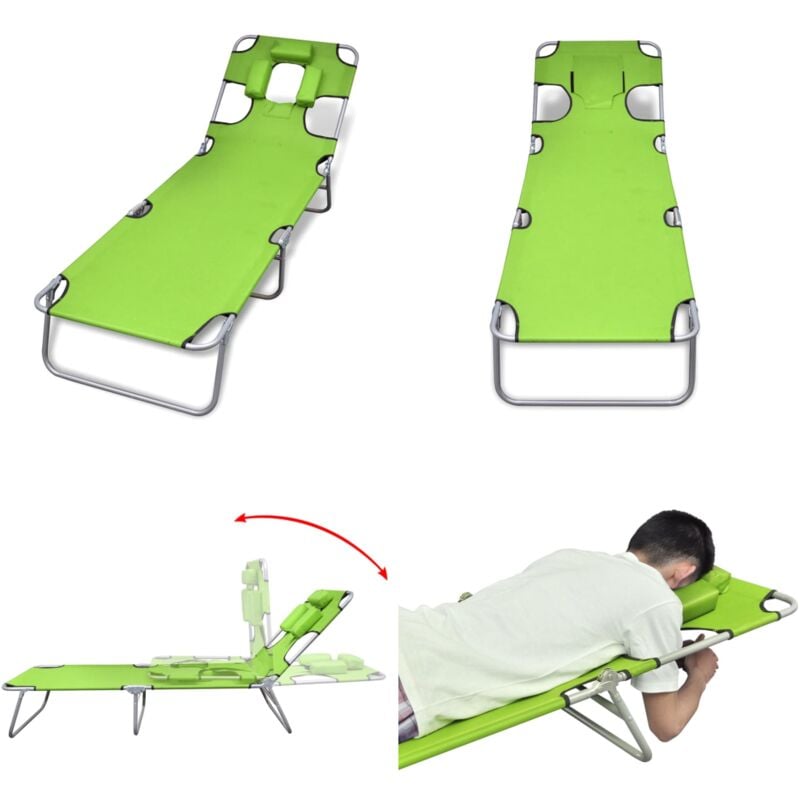 Sonnenliege Klappbar mit Kopfstütze Verstellbar Apfelgrün - Sonnenliege - Gartenliege - Relax Liege - Poolliege - Apfelgrün - Home & Living