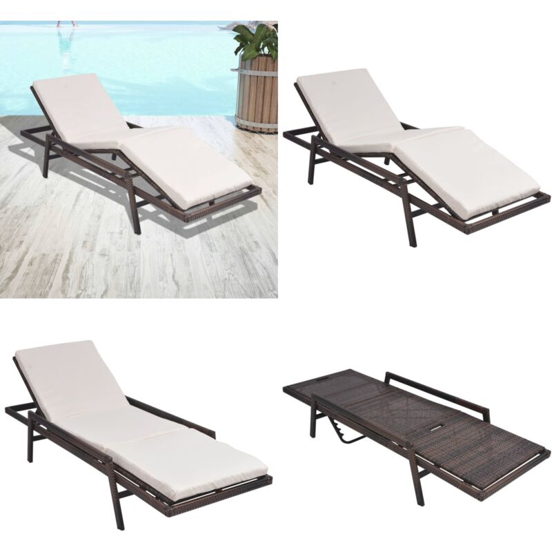 Vidaxl - Sonnenliege mit Auflage Poly Rattan Braun - Sonnenliege - Gartenliege - Rattan Möbel - Outdoor Möbel - Poolliege - Home & Living