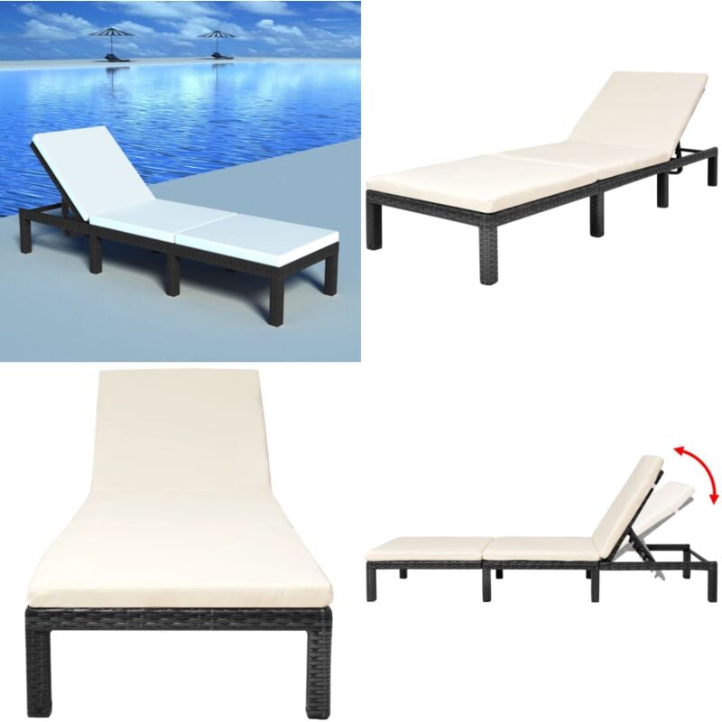 Vidaxl - Sonnenliege mit Auflage Poly Rattan Schwarz - Sonnenliege - Gartenliege - Rattanliege - Poolliege - Relaxliege - Home & Living