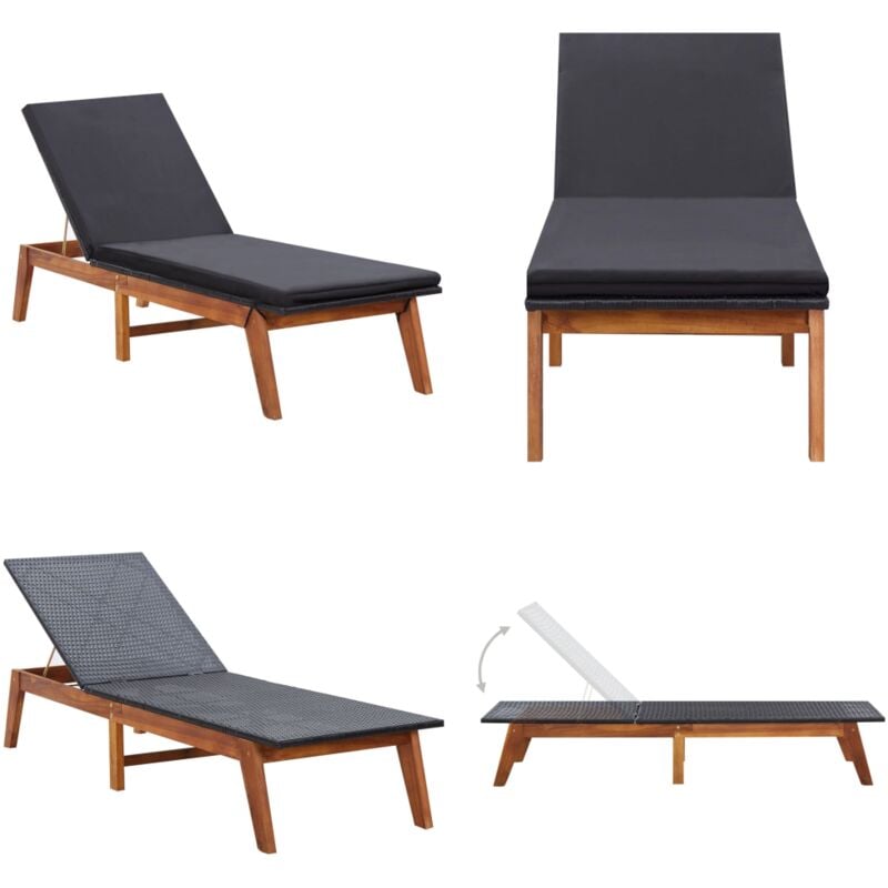 Vidaxl - Sonnenliege mit Auflage Poly Rattan und Massivholz Akazie - Sonnenliege - Gartenliege - Relax Liege - Outdoor Möbel - Poolliege - Home &