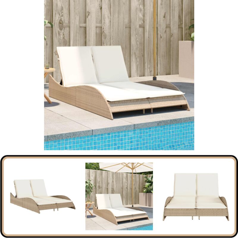 Vidaxl - Sonnenliege mit Auflagen Beige 114x205x73 cm Poly Rattan - Sonnenliege - Gartenliege - Relax Liege - Poolside Lounge Chair - Outdoor
