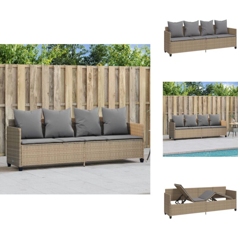 Sonnenliege mit Kissen Beige Poly Rattan - Sonnenliege - Gartenliege - Liege - Outdoor Möbel - Relaxieren Im Garten
