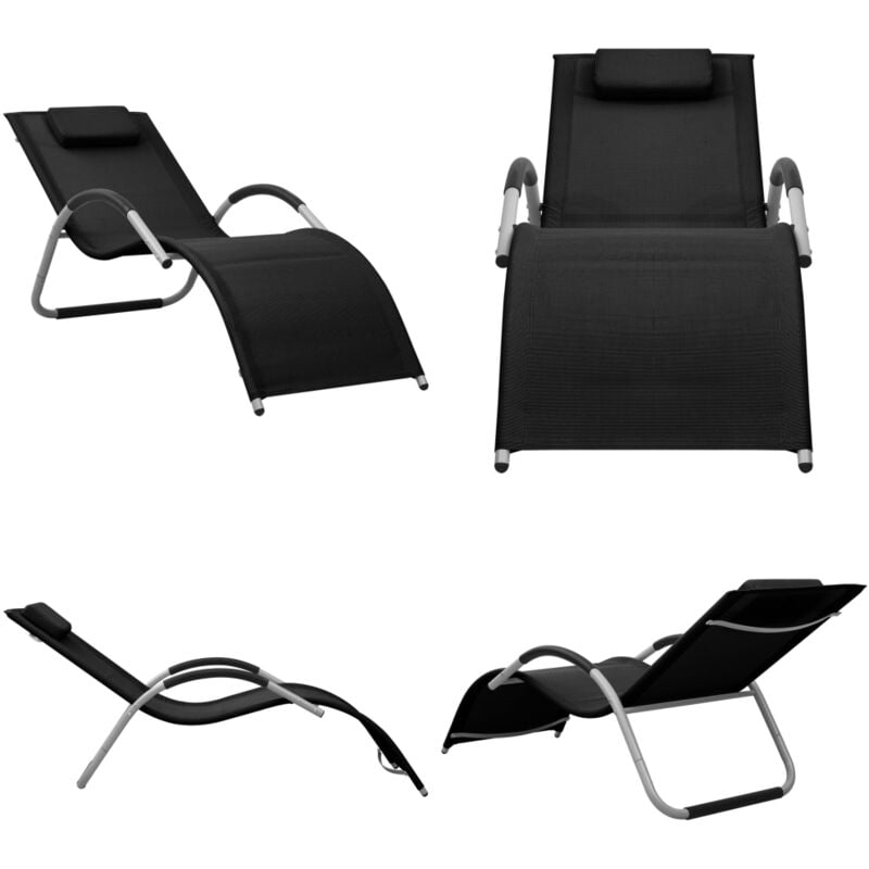 Vidaxl - Sonnenliege Textilene Schwarz und Grau - Sonnenliege - Gartenliege - Liege - Outdoor Möbel - Textilene - Home & Living
