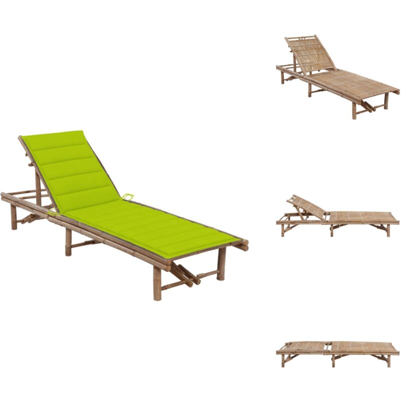 Garten-Sonnenliege mit Auflage Bambus - Bambus Liege - Gartenliege - Sonnenliege - Relax Liege - Outdoor Möbel