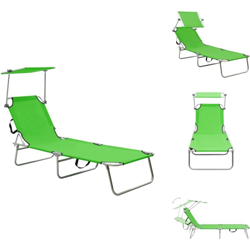 Klappliege mit Sonnendach Grün Aluminium - Sonnenliege - Gartenliege - Klappliege - Aluminium Liege - Outdoor Möbel