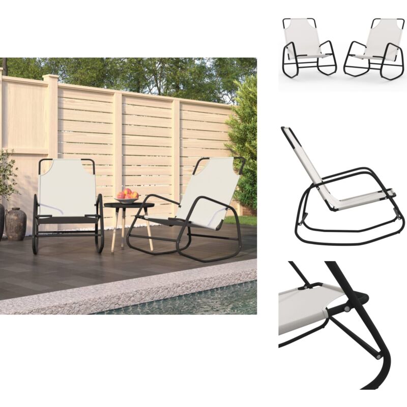 Schaukelliegen 2 Stk. Creme Stahl und Textilene - Gartensaison - Gartenmöbel - Sonnenschirm - Loungemöbel - Outdoor Möbel