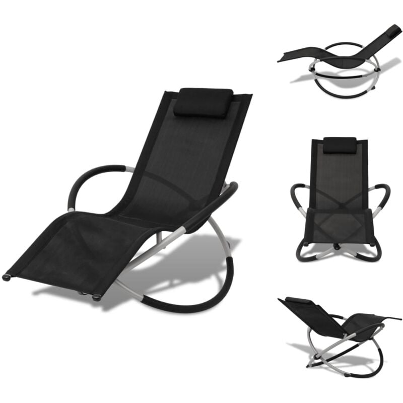 Sonnenliege Geometrisch Outdoor Stahl Schwarz und Grau - Sonnenliege - Gartenliege - Outdoor Liege - Metallliege - Stahlecke