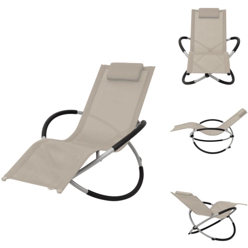 Sonnenliege Geometrisch Stahl Creme - Sonnenliege - Gartenliege - Metall Liege - Edelstahl Liege - Outdoor Möbel