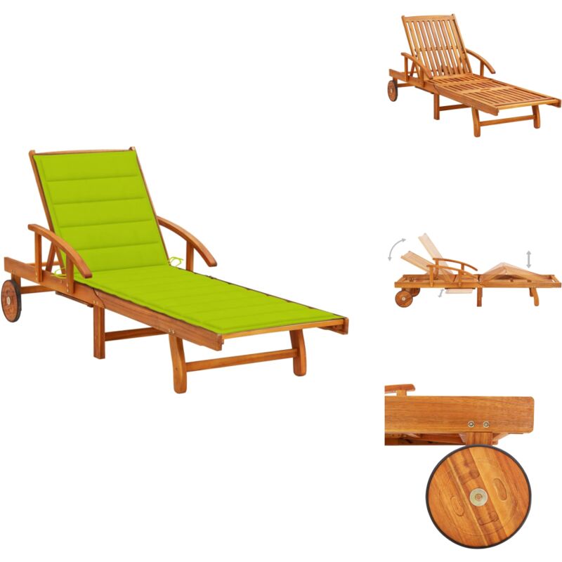 Sonnenliege mit Auflage Akazie Massivholz - Sonnenliege - Gartenmöbel - Liege - Outdoor Möbel - Holzliege