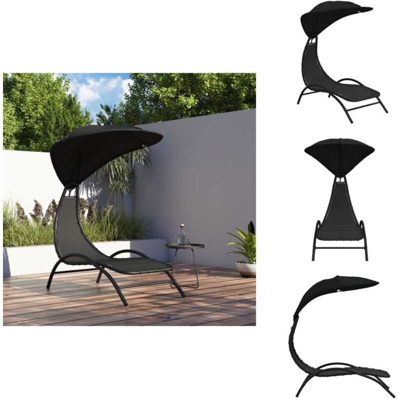Vidaxl - Sonnenliege mit Dach Schwarz 167x80x195 cm Stoff und Stahl - Sonnenliege - Gartenliege - Liege - Outdoor Möbel - Pool Accessoire
