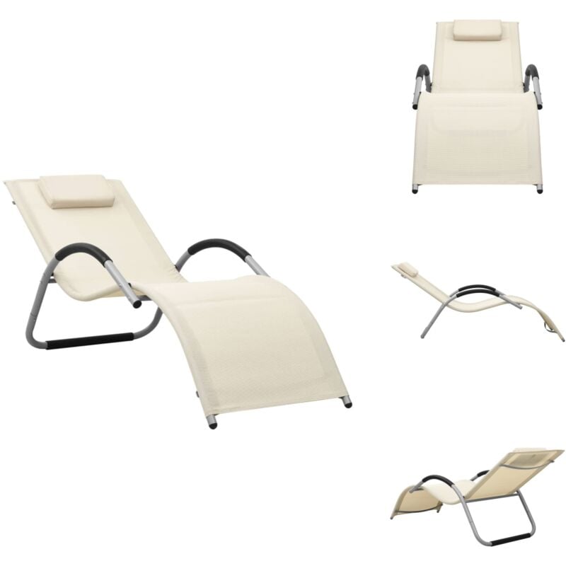 Sonnenliege Textilene Creme und Grau - Sonnenliege - Gartenliege - Strandliege - Textilene Liege - Alu Liege
