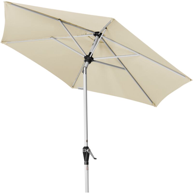 Doppler Sonnenschirm/ Kurbelschirm 'Active Auto Tilt 210' mit Höhenverstellung, 210 cm, natur, Bezug aus 100% Polyester, Stock aus Aluminium, Streben