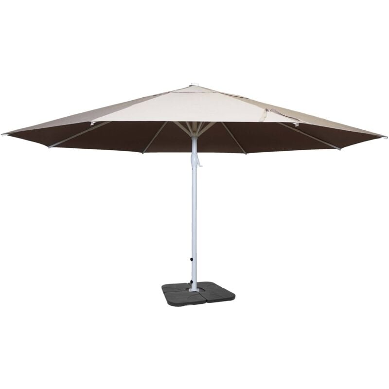Sonnenschirm Carpi ii, Gastronomie Marktschirm, ø 5m Polyester/Alu Mast weiß 28kg creme-beige mit Ständer