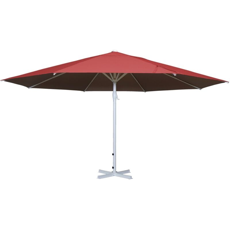HHG - Sonnenschirm Carpi ii, Gastronomie Marktschirm, ø 5m Polyester/Alu Mast weiß 28kg rot ohne Ständer