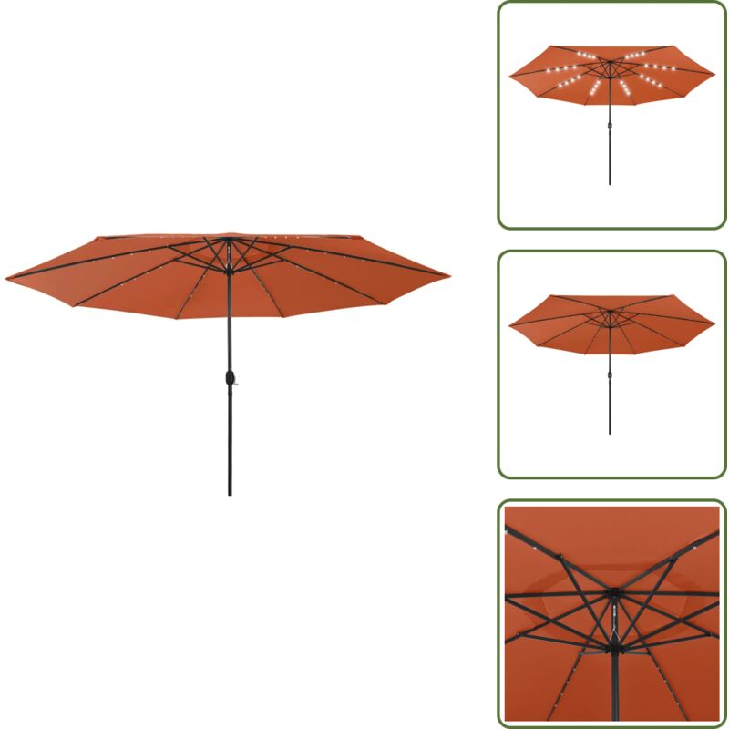 The Living Store Sonnenschirm mit LED-Beleuchtung 400 cm Terrakotta - LED-Beleuchtung