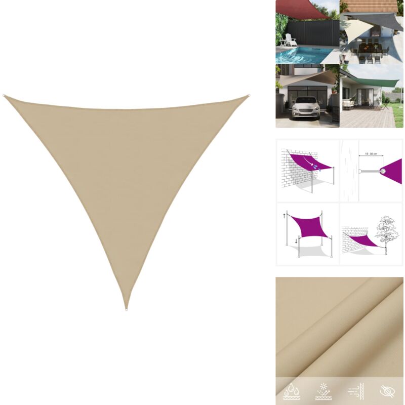 Sonnensegel Oxford-Gewebe Dreieckig 4x4x4 m Beige - Sonnensegel - Oxford-Gewebe - Sonnenschutz - Gartensonnensegel - Dreiecksdach