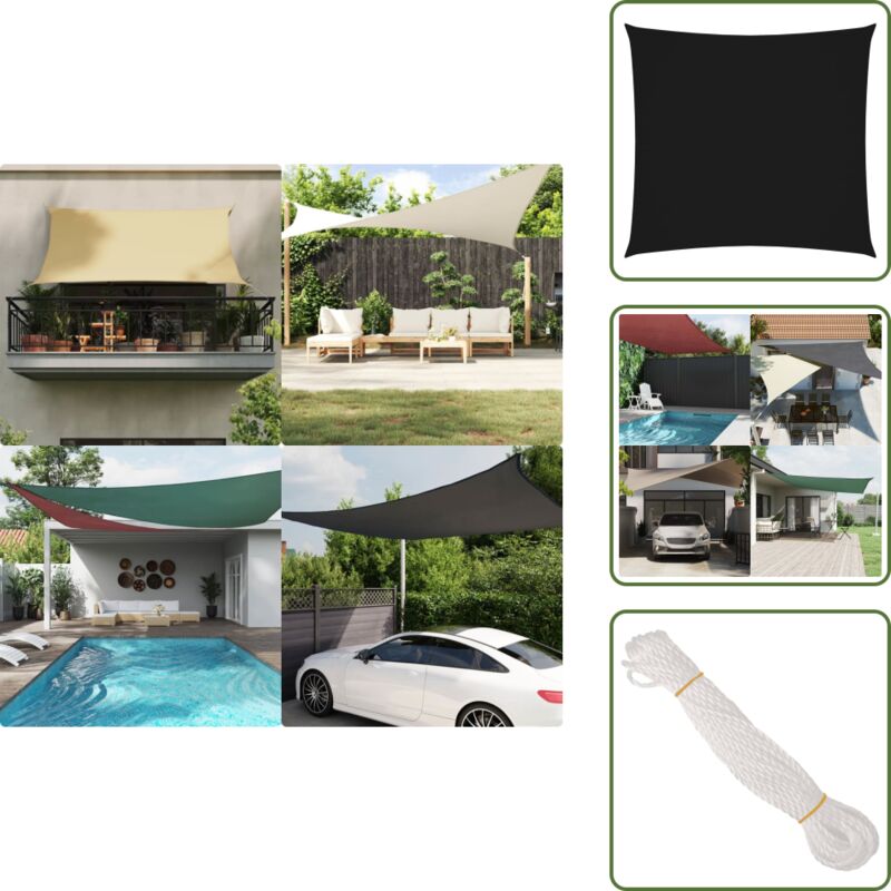 Sonnensegel Oxford-Gewebe Quadratisch 6x6 m Schwarz - Sonnensegel - Sonnenschutz - Gartensonnensegel - uv Schutz - Wasserdichtiges Sonnensegel