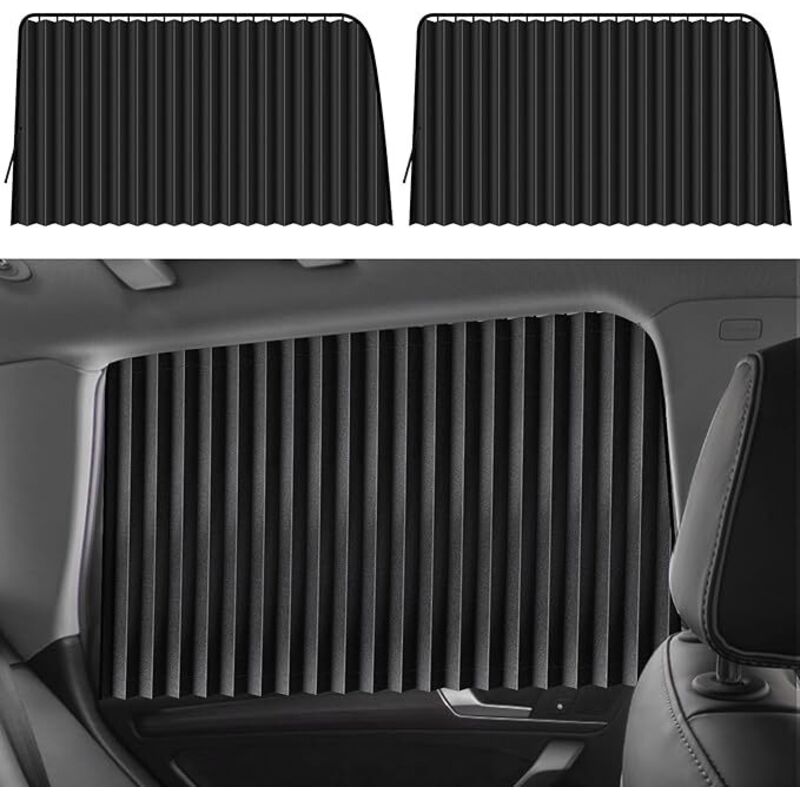 Sonnenschutzblenden für Autofenster – Seitenfenster-Sonnenschutzblenden (2 Stück), magnetische Vorhänge zum Schutz vor UV-Strahlung und Hitze, Schwarz