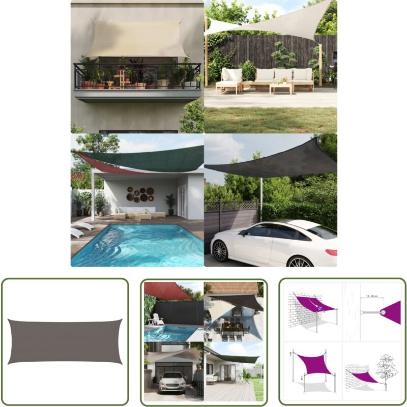 Longziming - The Living Store Sonnensegel 160 g/m² Anthrazit 2x4,5 m hdpe - Sonnensegel - hdpe Sonnensegel - Gartensonnensegel - Markisen