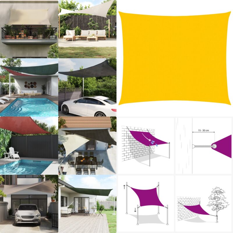 Sonnensegel 160 g/m² Quadratisch Gelb 4x4 m hdpe - Sonnensegel - Gartensonnenblende - UV-Schutz - Wetterfest - Quadratisches Sonnensegel - Home &