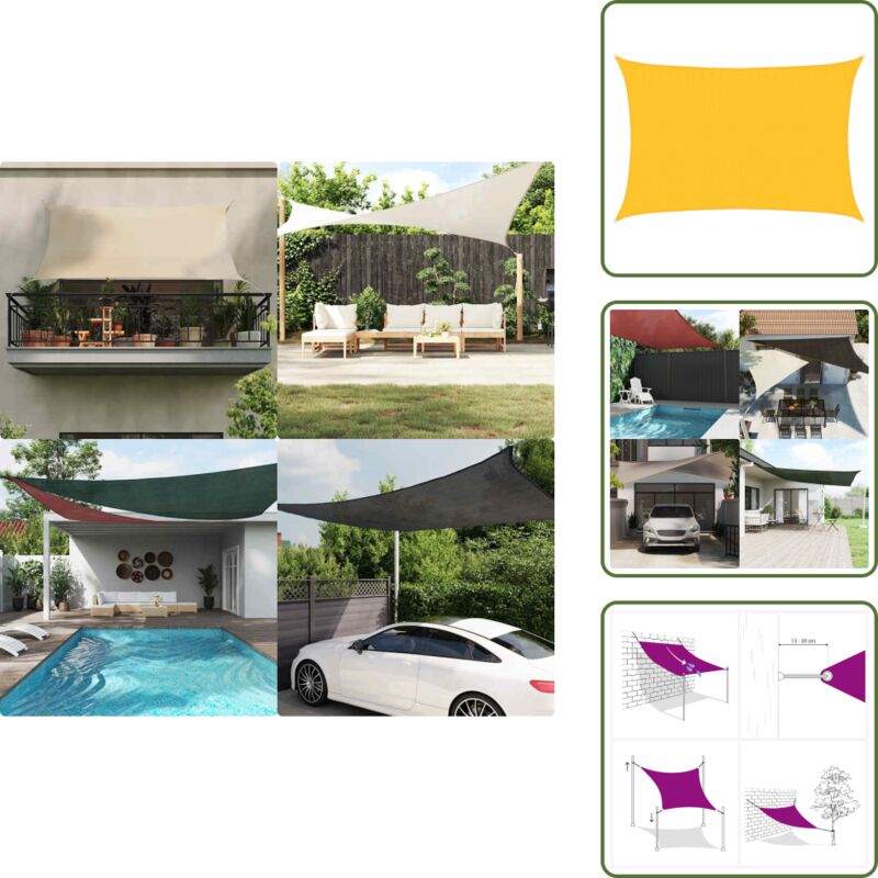 Sonnensegel 160 g/m² Rechteckig Gelb 3,5x5 m hdpe - Sonnensegel - Terrassendach - Gartendekoration - Sonnenblende - UV-Schutz