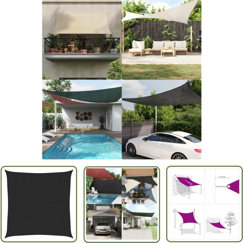 Longziming - The Living Store Sonnensegel 160 g/m² Schwarz 7x7 m hdpe - Sonnensegel - hdpe Sonnensegel - Gartensonnensegel - Markisen Stoff