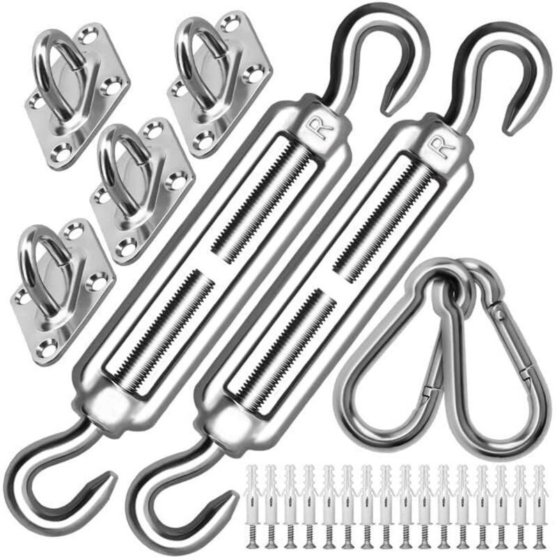 Sonnensegel-Befestigungssatz, M8 Hochleistungs-Sonnensegel-Hardware-Kit, Markisen-Befestigungssatz aus Edelstahl 304 für Gartendreieck und -quadrat,
