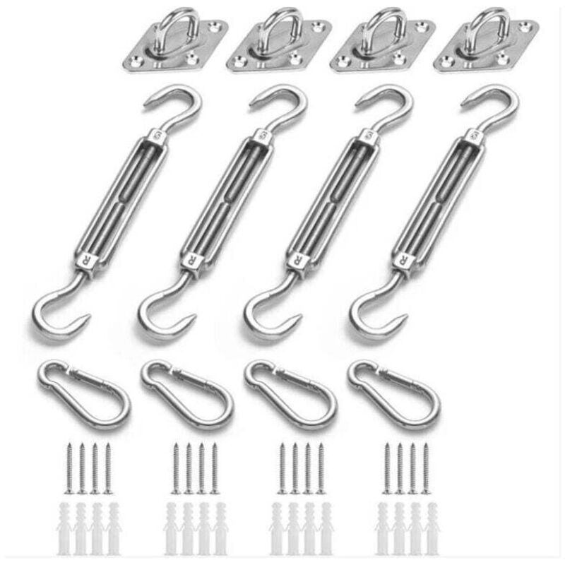 Sonnensegel-Befestigungssatz, Sonnensegel-Befestigungssatz aus Edelstahl für Dreieck und Quadrat, Rechteck, Sonnensegel-Befestigungszubehör