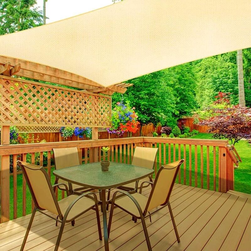 Sonnensegel, Garten-Sonnensegel, Terrassen-Sonnensegel, Solarsegel, 90 % UV-beständig, atmungsaktiv, für Terrasse/Garten (3 x 4 m)