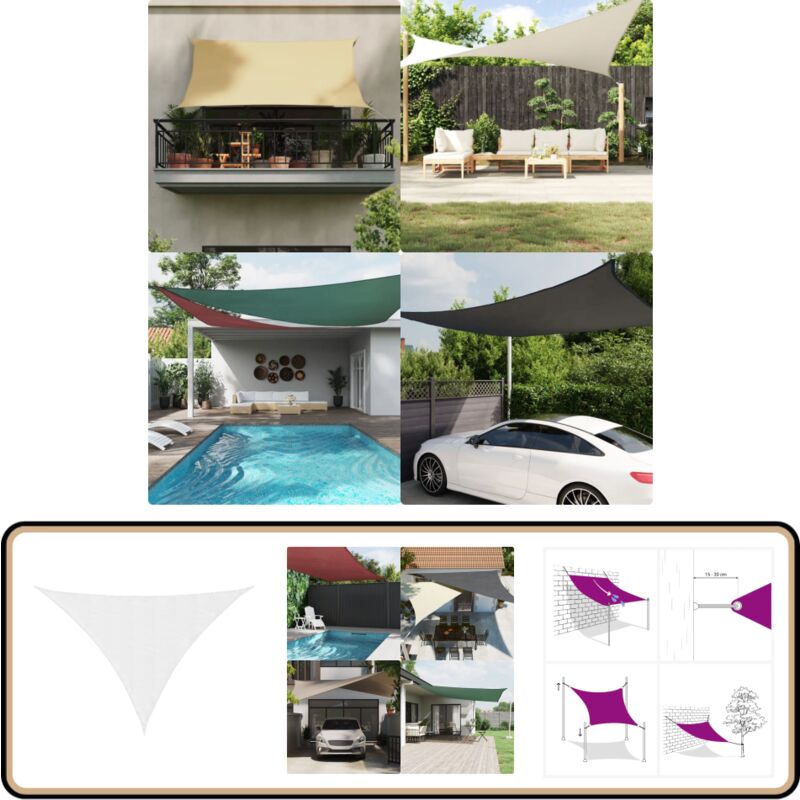 Vidaxl - Sonnensegel Oxford-Gewebe Dreieckig 3x4x4 m Weiß - Sonnensegel - Oxford-Gewebe - Sonnenschutz - Gartensonnensegel - Dreiecksdach