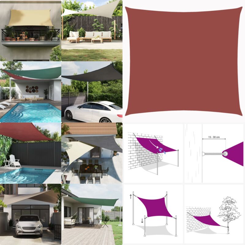 Sonnensegel Oxford-Gewebe Quadratisch 2,5x2,5 m Terrakottarot - Sonnensegel - Terrassendach - Gartensorgen - Schutz Vor Sonne - UV-Schutz - Home &