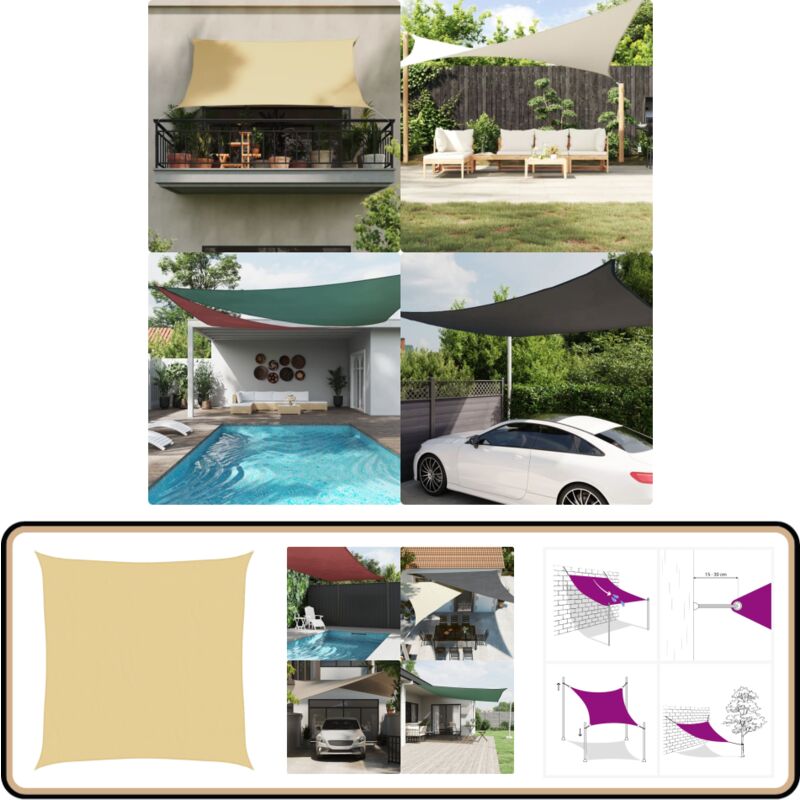 Vidaxl - Sonnensegel Sandfarbe 4x4 m 100% Polyester Oxford - Sonnensegel - Gartensonnenzelt - UV-Schutz - Wetterfest - Outdoor