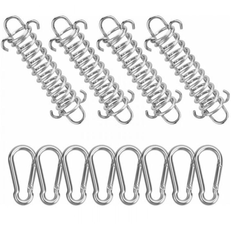 Sonnensegelfedern und 8 kleine Karabiner, Sonnensegel mit fester Schnalle, Seilfeder für Outdoor-Campingzelt, Wandern, Picknick Ymyny
