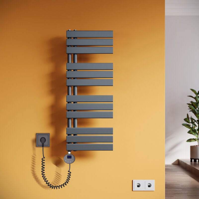Handtuchheizkörper Elektrisch mit Heizstab Badheizkörper Elektrisch mit Temperatureinstellung Und Timer Anthrazit 1038x400mm - Sonni