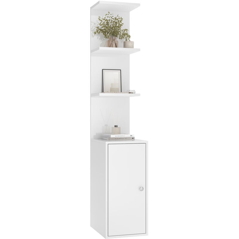 Wandregal, Regal, Standregal, 3-Tier Standing Shelf mit Schrankfach, für Bücher, Medien und Dekoration, flexibel montierbar in Wohnzimmer, Küche oder