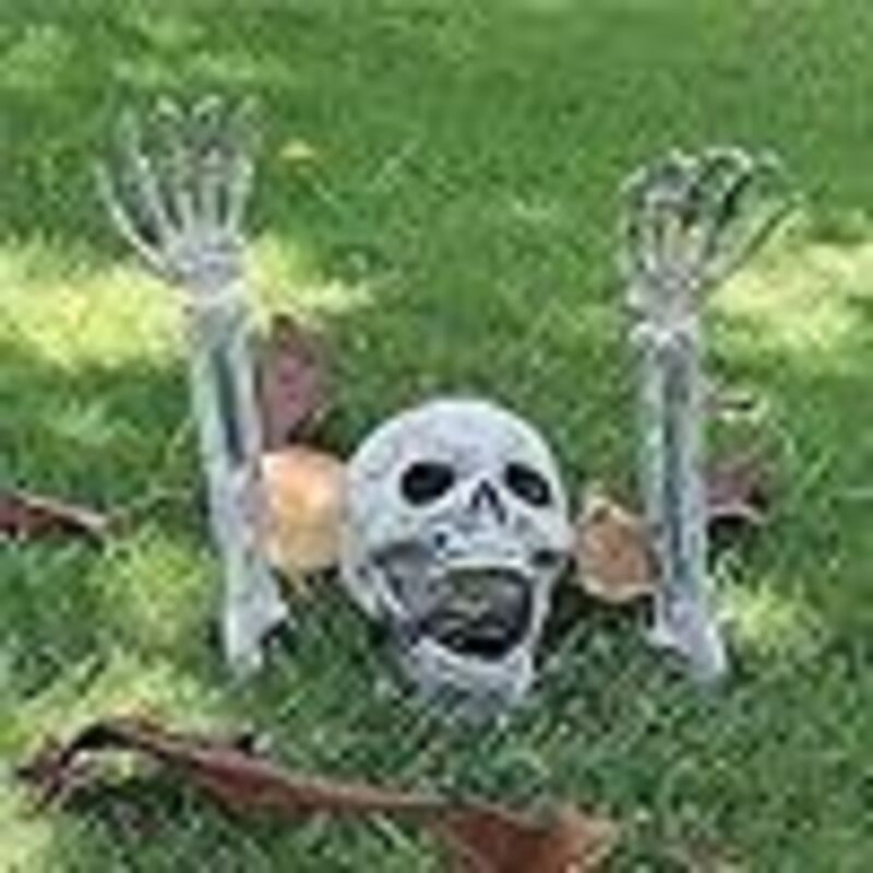 Sonstige Dekoartikel, Halloween Deko für draußen, realistische und gruselige Skelett Gartendeko, 3er Set Totenkopf Deko