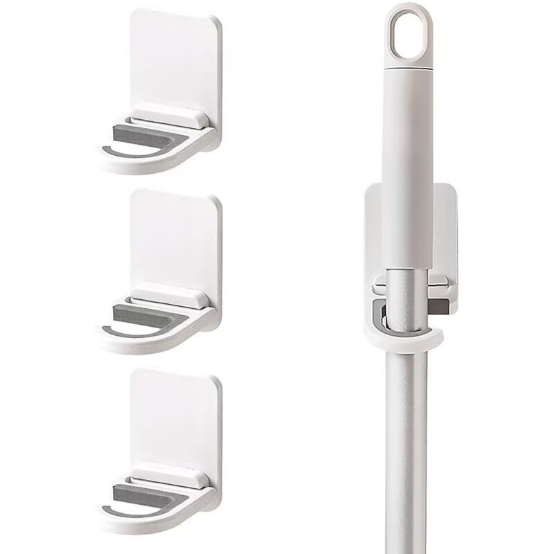 Fitags - Selbstklebender, wandmontierter Mopphalter, Besenhalter, wandmontierter Besenhalter, Mopphalter für Küche, Garten, Balkon, Garage für Küche,