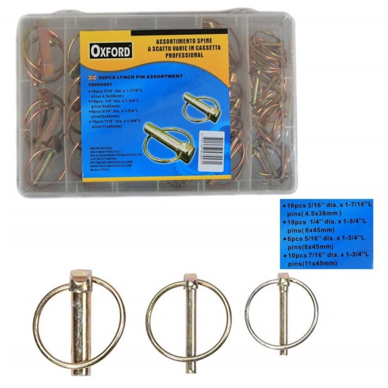 Trade Shop Traesio - Trade Shop - kit set sortiment 50 stifte snap-on SPlinte halterungen SPlinte Stifte -