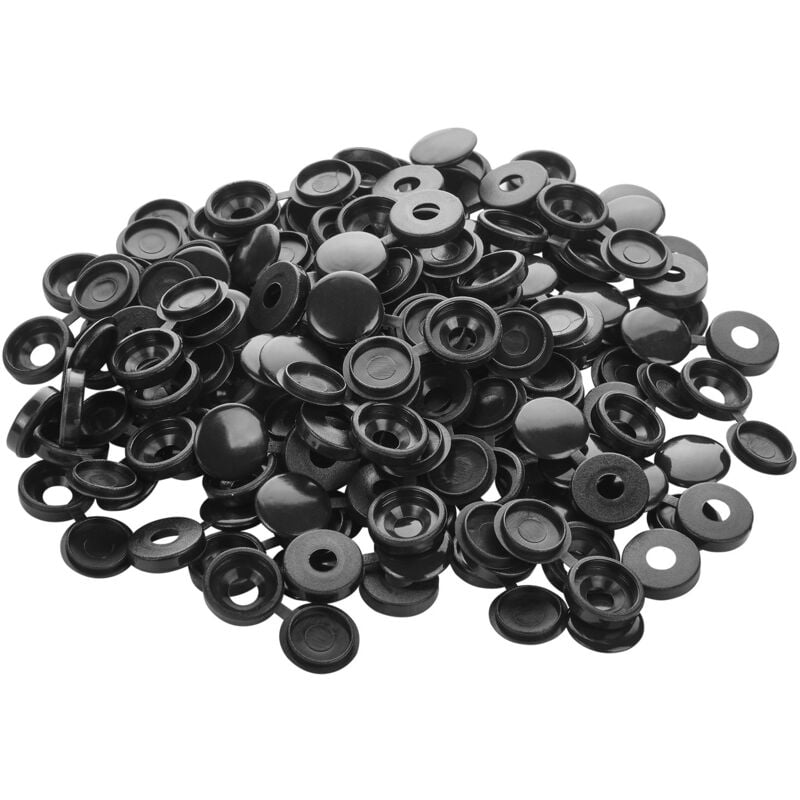 SOTECH Abdeckkappen Ø 13,3 x 3,5 mm für Senkkopf-Schrauben (Panhead-Schrauben mit Flachrundkopf) bis Ø 8,5 mm Kopfdurchmesser, 100 Stück - schwarz