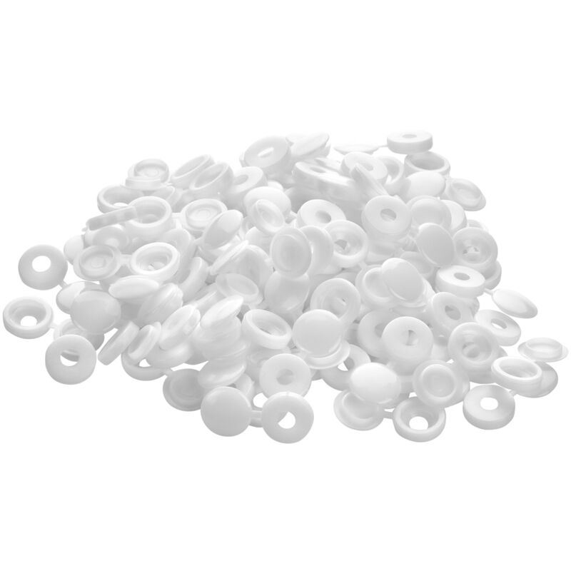 SOTECH Abdeckkappen Ø 13,3 x 3,5 mm für Senkkopf-Schrauben (Panhead-Schrauben mit Flachrundkopf) bis Ø 8,5 mm Kopfdurchmesser, 100 Stück - weiß