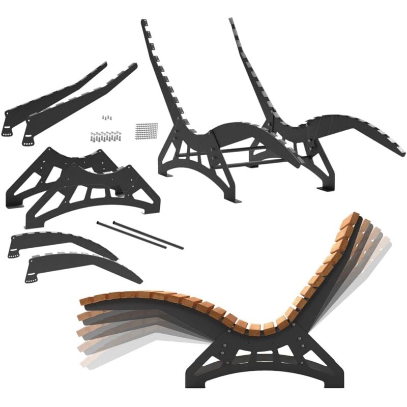 SOTECH Gartenliege Gestell LOUNGER, DIY-Bausatz ohne Holzlatten, 680 mm breit, Stahl verzinkt, schwarz