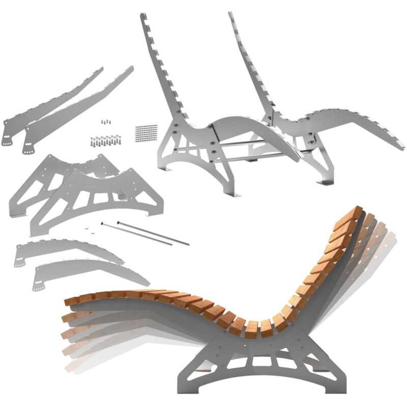 SOTECH Gartenliege Gestell LOUNGER, DIY-Bausatz ohne Holzlatten, 680 mm breit, Edelstahl 304 geschliffen