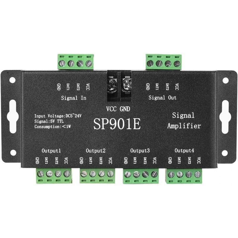 SP901E Pixel WS2812B WS2811 SPI-Signalverstärker-Repeater für WS2813 SK6812 WS2815 WS2801 SK9822 Adressierbarer LED-Streifen und programmierbares
