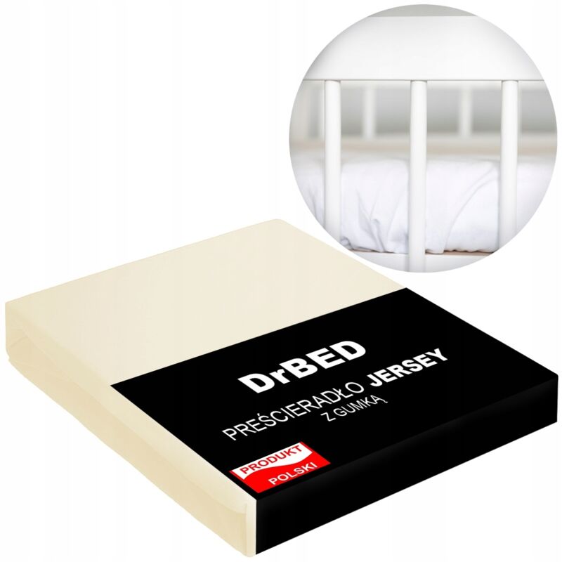 Spannbettlaken für Babybett 120x60 mit elastischem Jersey, Ecru Polish