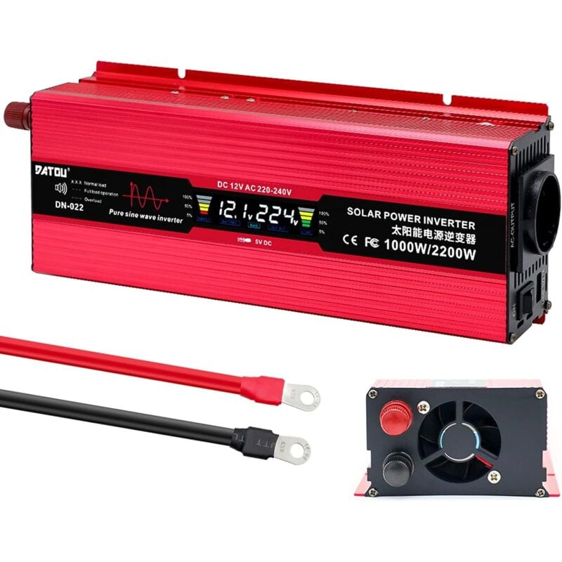 Spannungswandler Wechselrichter 12v auf 220v s 1000W Auto mit 1 EU-Steckdose und USB-Anschluss