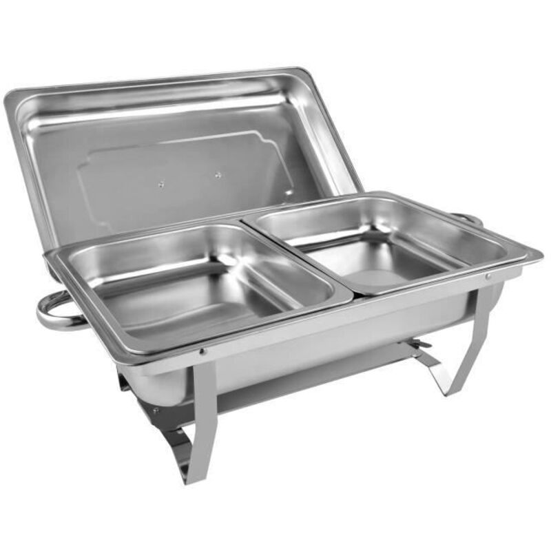Chafing Dish - CHEFFINGER - CF-CHAF01 - Edelstahl - 2 Fächer - Deckel Inklusive